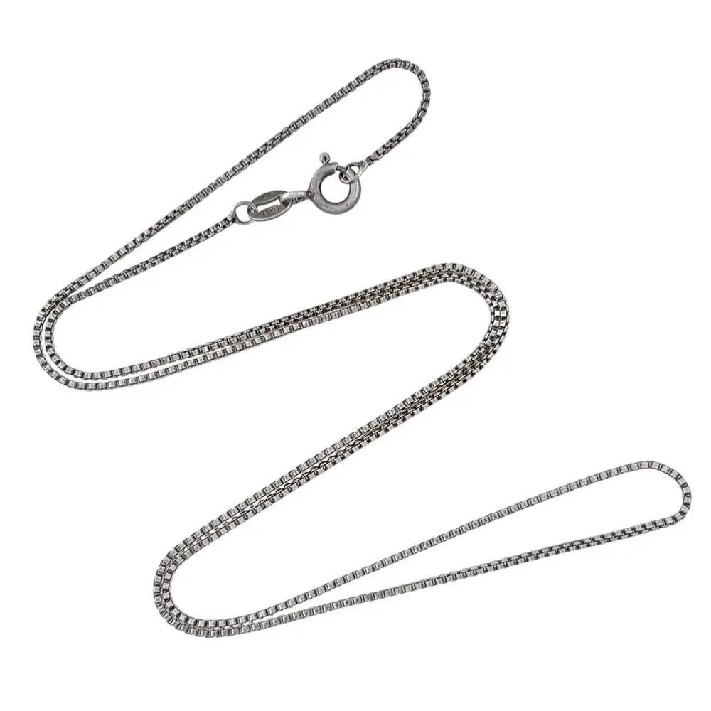 Vintage Italy Sterling Silver 925 Box Chain Necklace 18